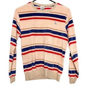 Coyote By Argo Vintage 1970s Sweater Retro Striped Red Navy Beige